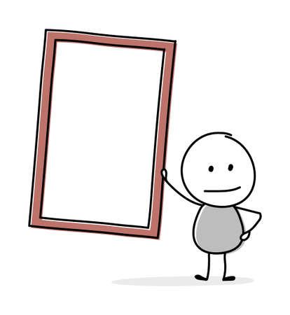 Contemplating stickman with empty board symbol. Vectorのイラスト素材