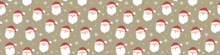 Christmas pattern with smiley Santa Claus. Xmas wrapping paper concept. Banner. Vectorのイラスト素材