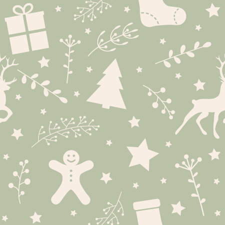 Design of seamless pattern with Christmas ornaments. Vectorのイラスト素材