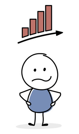 Angry stickman with graph - chart symbol. Business concept. Vectorのイラスト素材