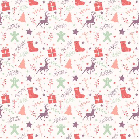 Design of pattern with Xmas ornaments. Christmas concept. Vector