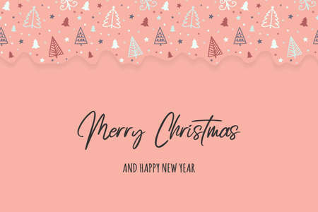 Xmas greeting card with hand drawn trees Christmas design. Vectorのイラスト素材