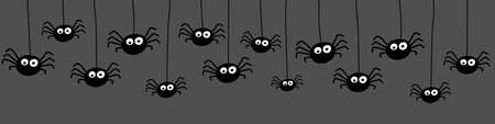 Creepy spiders. Halloween banner concept. Vectorのイラスト素材