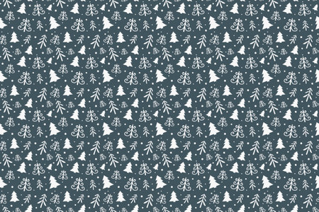 Christmas seamless pattern with hand drawn trees. Wrapping paper. Vectorのイラスト素材