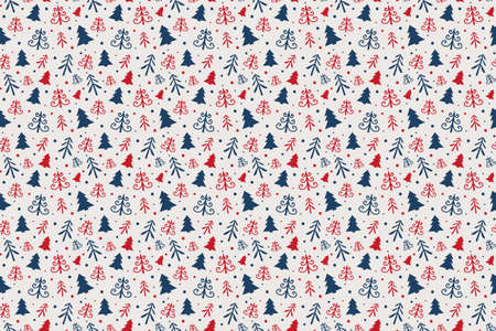 Christmas texture with cute trees. Xmas wallpaper. Vector