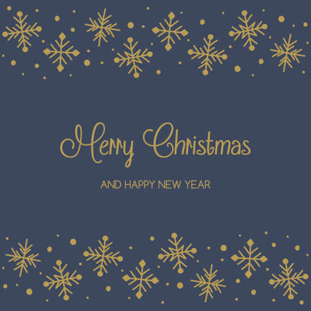 Christmas card with hand drawn snowflakes and wishes. Vectorのイラスト素材