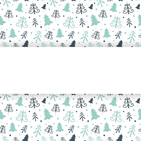 Design of hand drawn Christmas trees on background with copyspace. Vectorのイラスト素材