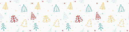 Design of seamless pattern with Christmas trees. Panoramic header. Vectorのイラスト素材