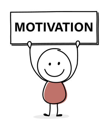 Happy stickman with text on a board - motivation. Business concept. Vectorのイラスト素材
