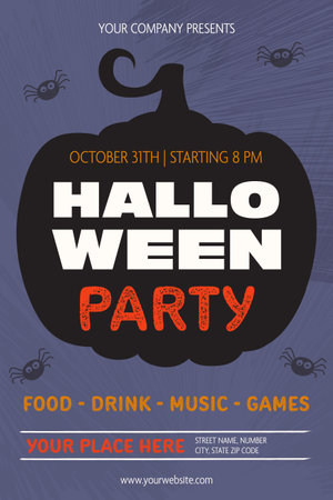 Halloween Party poster with funny pumpkin. Vector illustrationのイラスト素材