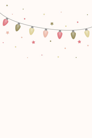 Colourful hand drawn string of lights. Christmas background. Vector illustration