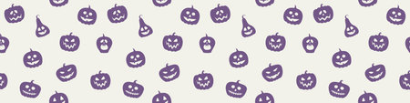 Halloween banner with creepy pumpkins. Seamless texture. Vectorのイラスト素材