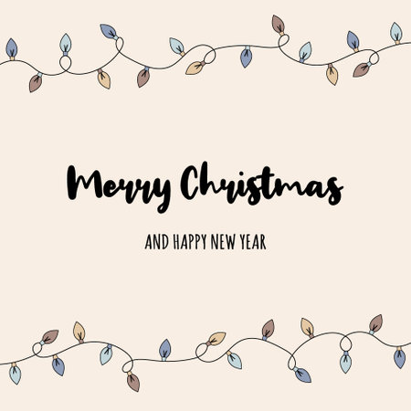 Christmas lights on a background with wishes. Xmas greeting card. Vectorのイラスト素材