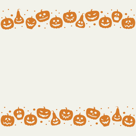 Halloween background with funny pumpkin lanterns. Vectorのイラスト素材