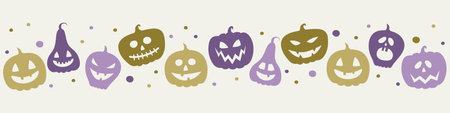 Halloween banner with funny pumpkin lanterns. Vectorのイラスト素材