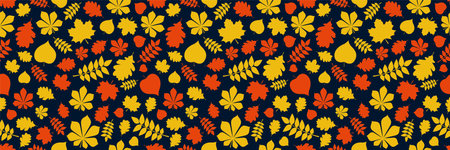 Seamless pattern with leaves. Autumn background. Panoramic header. Vectorのイラスト素材