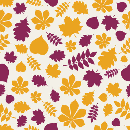 Design of autumn pattern. Background with leaves. Vectorのイラスト素材