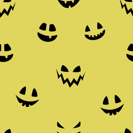 Halloween pattern with creepy pumpkin face. Seamless texture. Vectorのイラスト素材