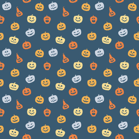 Halloween pattern with funny pumpkins. Wallpaper. Vectorのイラスト素材