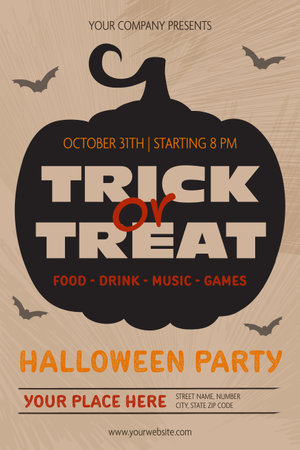 Halloween Party poster with creepy pumpkin. Vector illustrationのイラスト素材