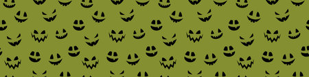 Halloween banner with funny pumpkin face. Wallpaper. Vectorのイラスト素材