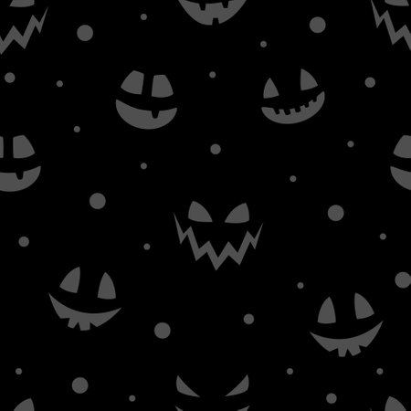 Funny Halloween texture with funny pumpkin face. Seamless pattern. Vectorのイラスト素材