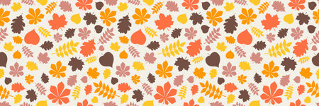 Design of autumn pattern. Background with leaves. Banner. Vectorのイラスト素材