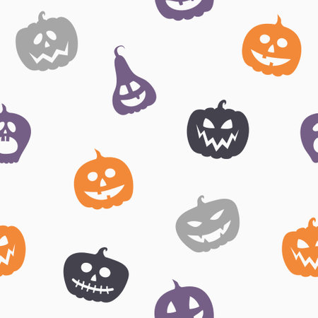 Halloween pattern with creepy pumpkins. Seamless texture. Vectorのイラスト素材