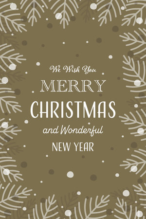 Hand drawn Christmas branches. Design of a greeting card. Vector illustrationのイラスト素材