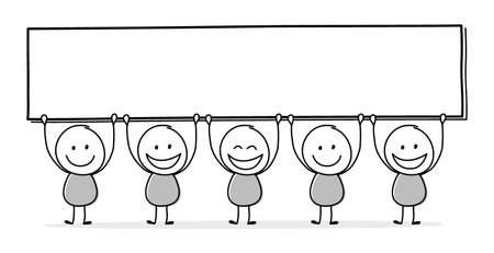 Concept of smiley stickman with empty board icon. Vectorのイラスト素材