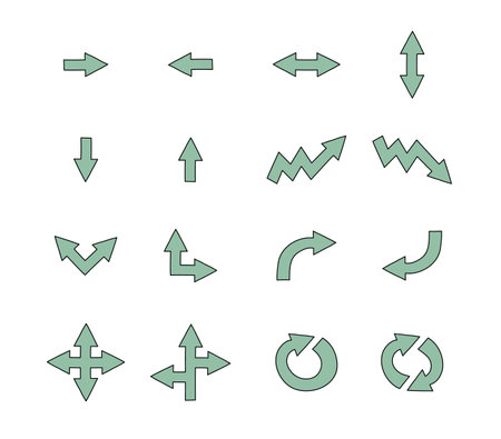 Hand drawn arrows icon set. Vector illustrationのイラスト素材
