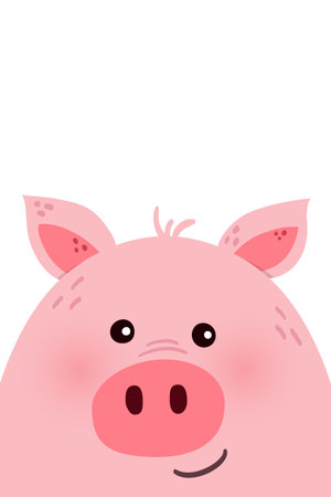 White background with cute pig face. Vector illustrationのイラスト素材