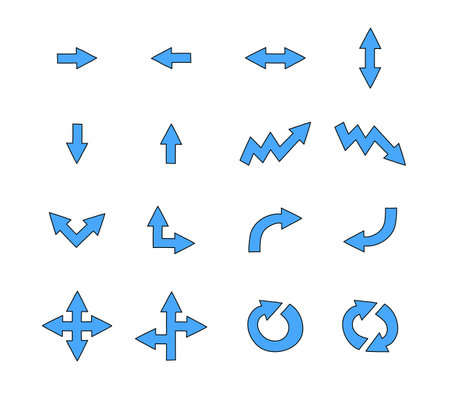 Collection of arrow icons. Hand drawn symbols. Vector illustrationのイラスト素材