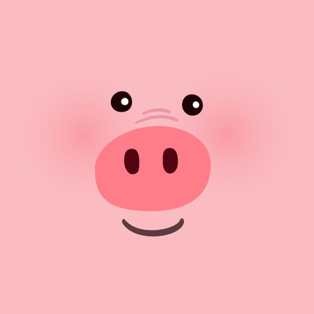 Cute pig face. Funny background. Vector illustrationのイラスト素材