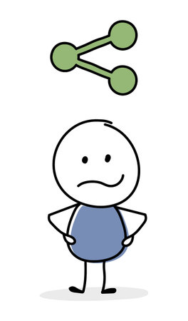 Angry stickman with share - social media symbol. Business concept. Vectorのイラスト素材