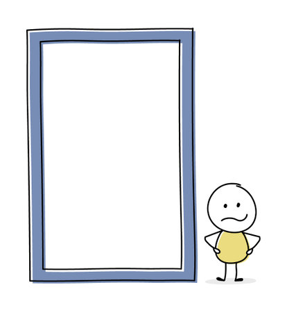 Angry stickman with empty board symbol. Vectorのイラスト素材