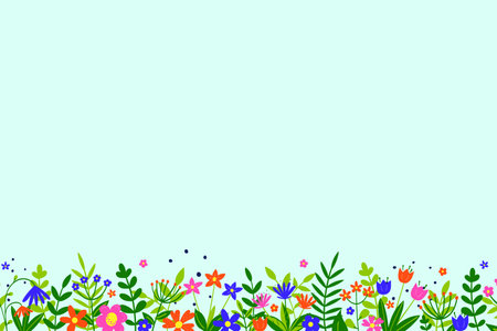 Spring background. Floral card with colorful blooming flower and leaves. Vector illustrationのイラスト素材