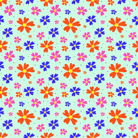 Floral seamless pattern. Spring background with colourful hand drawn flowers. Vector illustrationのイラスト素材