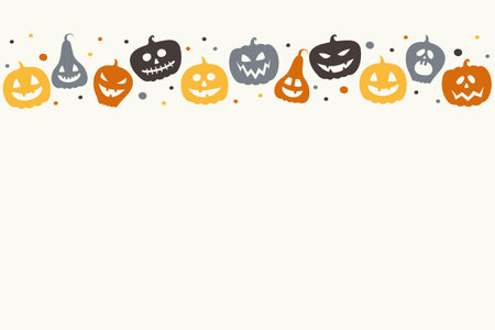 Halloween background with funny pumpkin lanterns. Vectorのイラスト素材