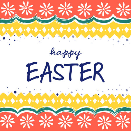 Easter greeting card. Background with painted egg pattern. Vector illustrationのイラスト素材