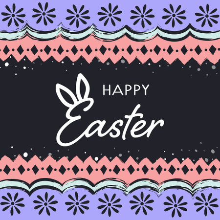 Happy Easter card. Background with painted egg design. Vector illustrationのイラスト素材
