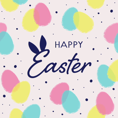 Minimalist Easter greeting card. Background with painted eggs. Vector illustrationのイラスト素材