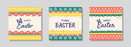 Colorful Easter egg pattern. Concept of Easter background with ornaments. Collection. Vector illustrationのイラスト素材