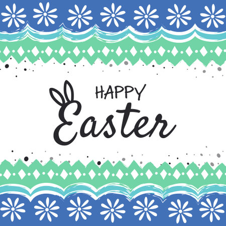 Hand painted Easter egg pattern. Design of a greeting card with decorations. Vector illustrationのイラスト素材