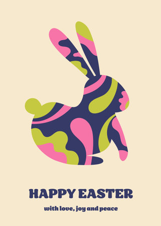 Easter greeting card with bunny in abstract style. Modern style background. Vector illustrationのイラスト素材