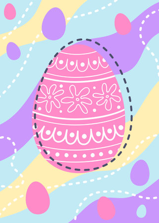 Easter egg with decoration. Background in cartoon style. Vector illustrationのイラスト素材