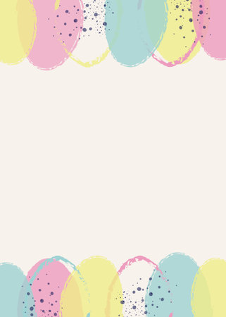 Colorful Easter background with eggs. Abstract style frame. Vector illustrationのイラスト素材