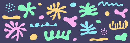 Set of hand drawn organic shapes. Design with abstract elements. Vector illustrationのイラスト素材