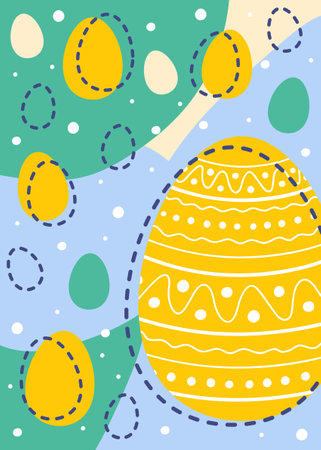 Easter egg with decoration. Background in cartoon style. Vector illustrationのイラスト素材