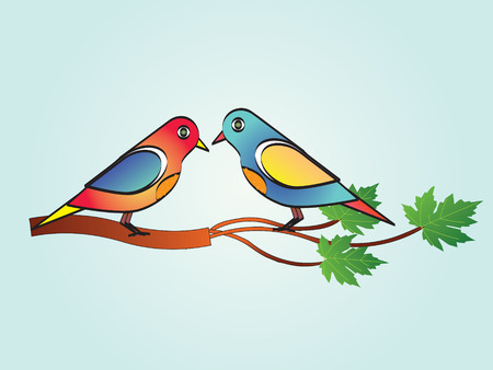 birds on the branch のイラスト素材